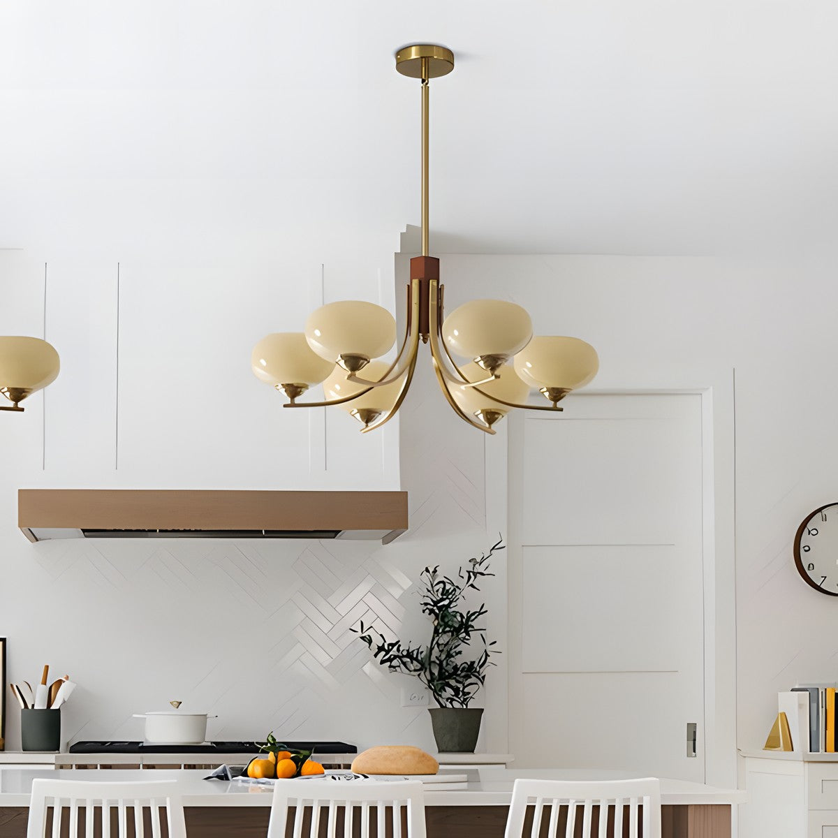 Juino Wood Farmhouse Milk Ball Sputnik Chandelier