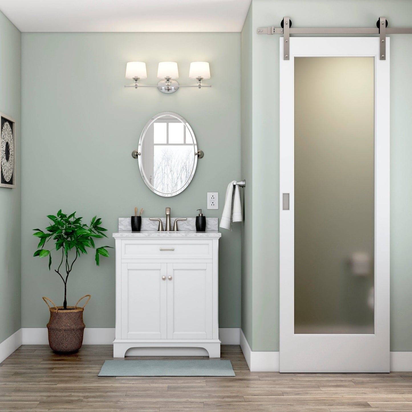 Remi Rustic 3-Light White Fabric Sconce