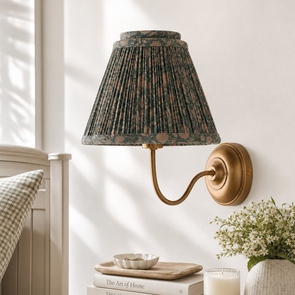Fenwick Vintage Pleated Pattern Fabric Shade Wall Sconce