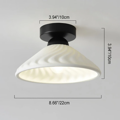 Rethen Light Luxury White Round Textured Ceramic Ceiling Light