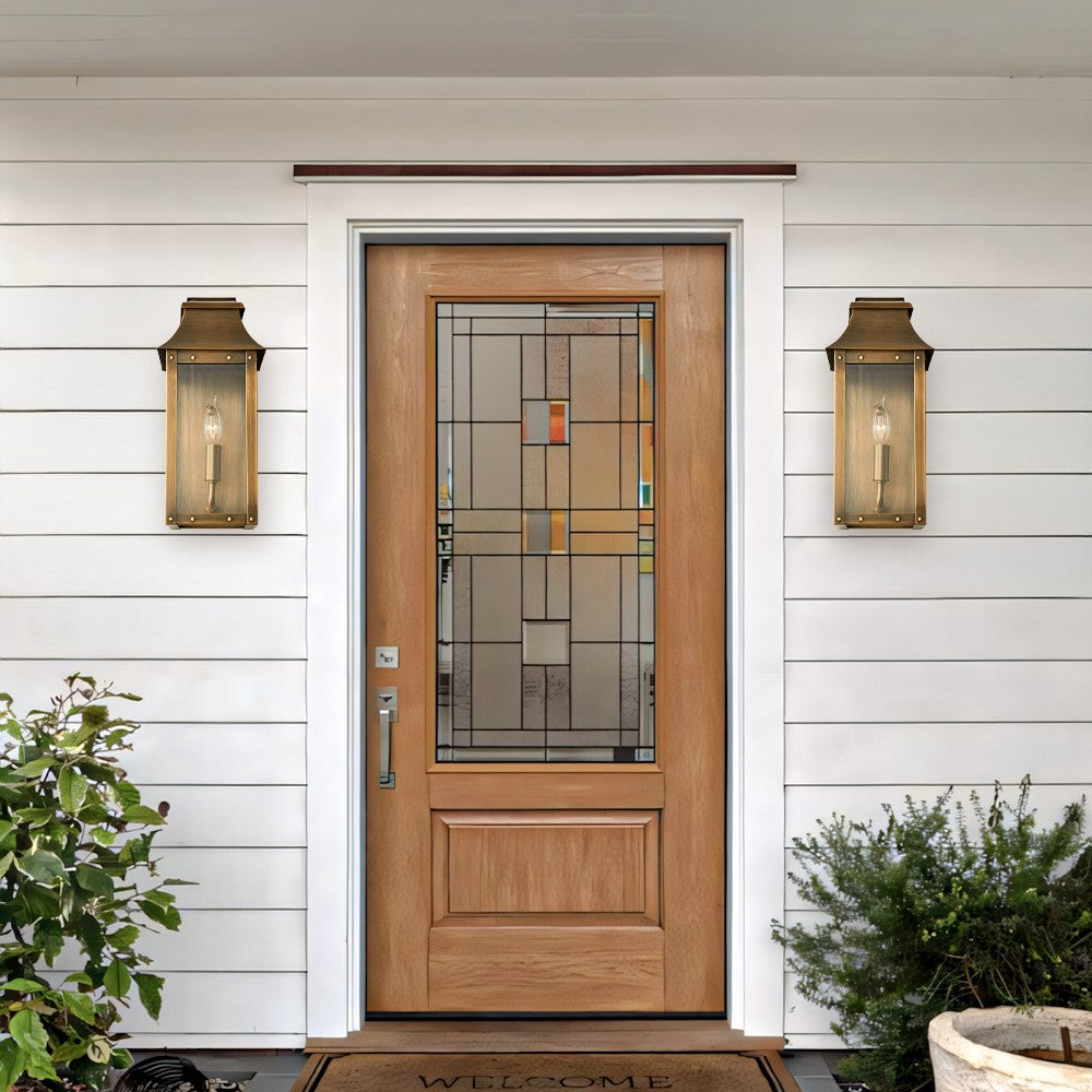 Montague Vintage Brass Outdoor Waterproof Wall Mounted Lantern Sconce