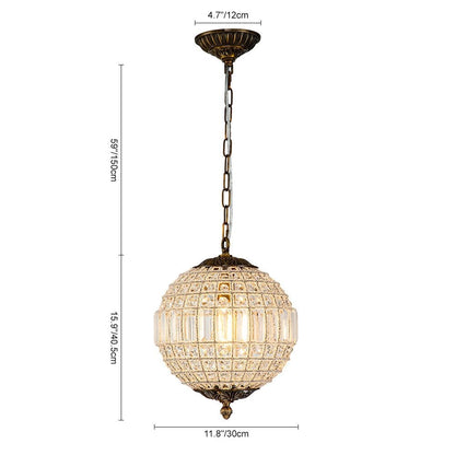 Dion Luxury French Antique Brass Crystal Globe Chandelier