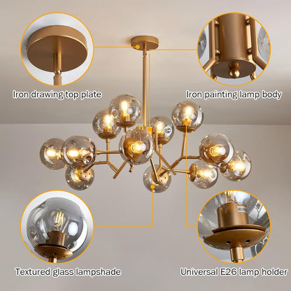 Breckett Modern Smoky Gray Glass Sputnik Chandelier