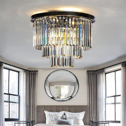 Brigitte Luxurious Three Layer Crystal Flush Mount Chandelier