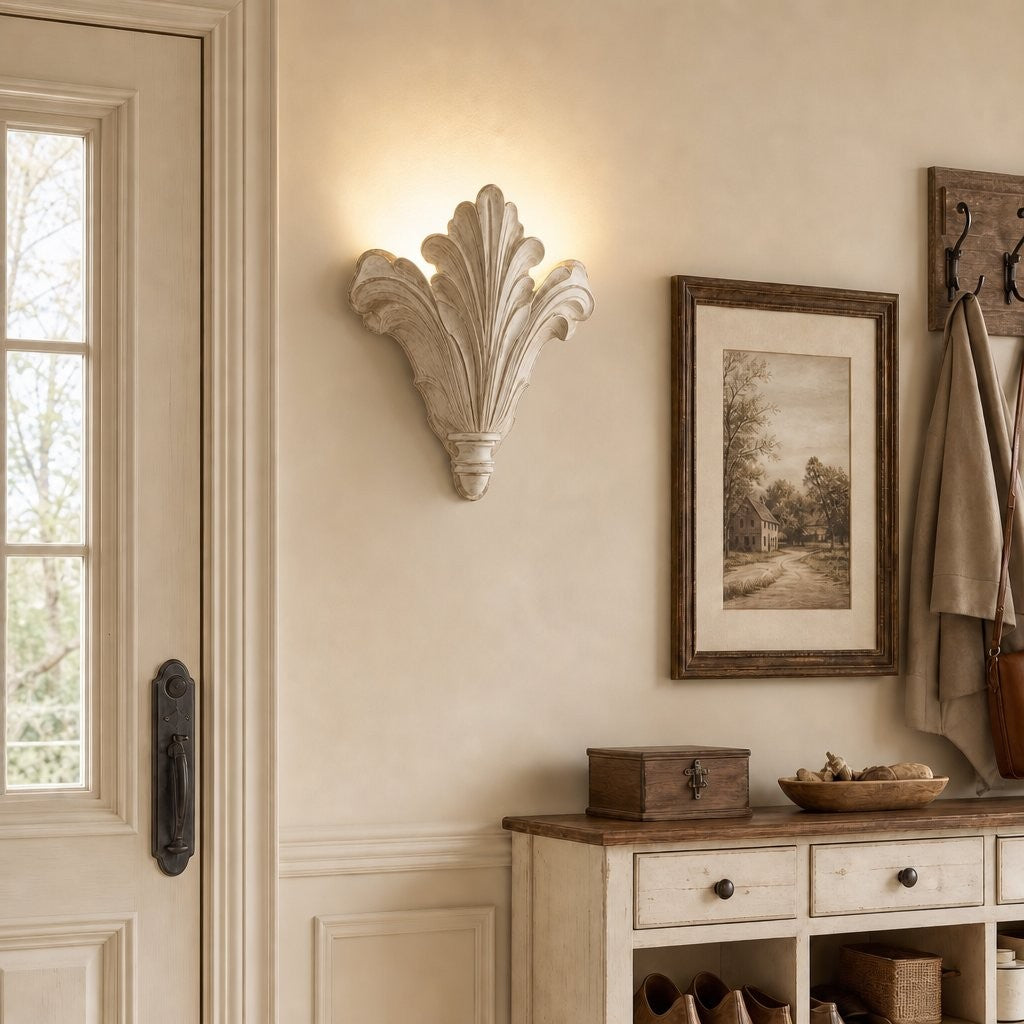 Brinley French Mid-century Resin Scallop Wall Sconce