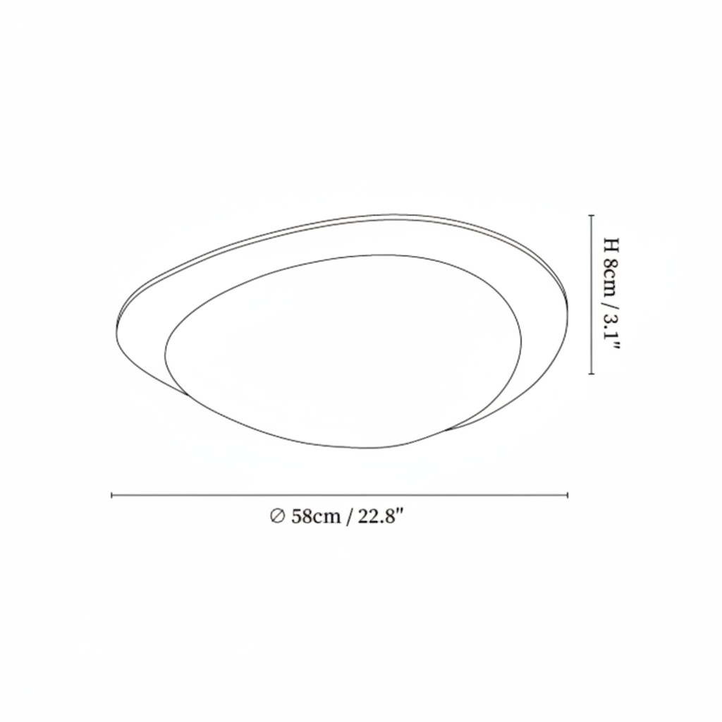 Zephyriel Nordic LED Walnut Pebble Ceiling Light