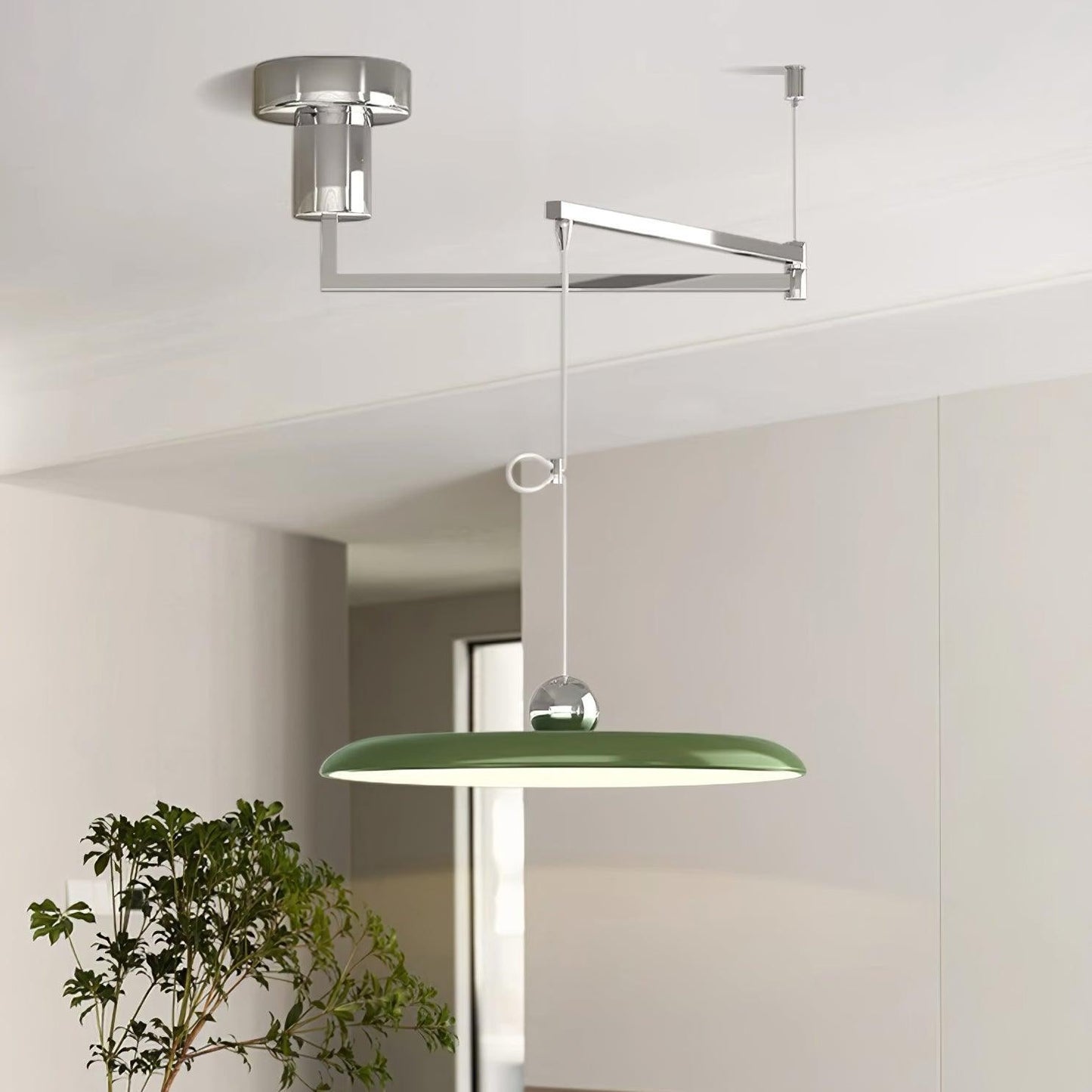 Delphin Colorful Swing Arm Flying Saucer Pendant Light