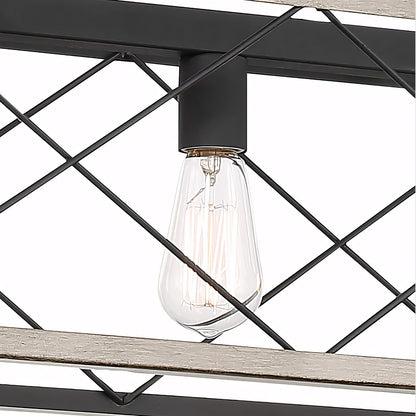 Wrylor Farmhouse 7 Light Steel Rectangle Chandelier