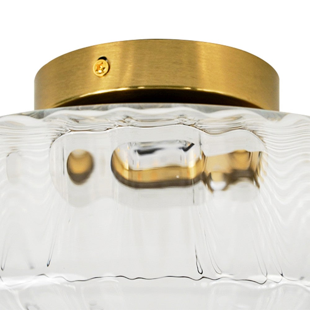 Levi Farmhouse Ribbed Glass Brass Ceiling Light