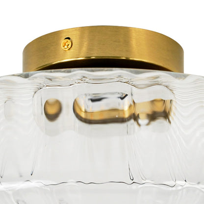 Levi Farmhouse Ribbed Glass Brass Ceiling Light