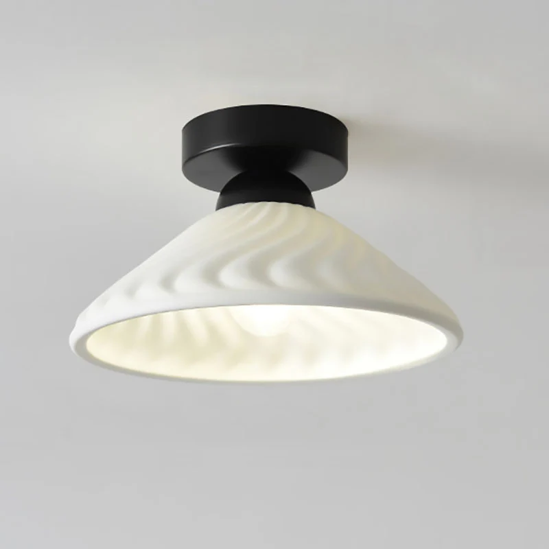 Rethen Light Luxury White Round Textured Ceramic Ceiling Light
