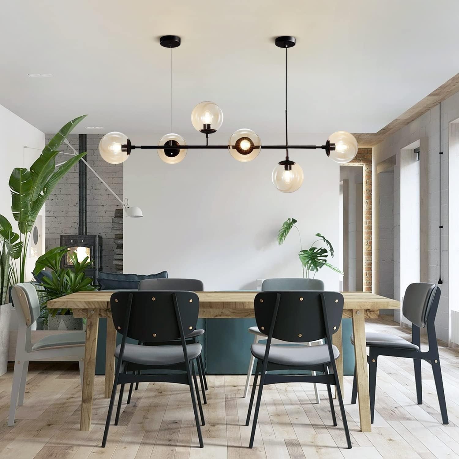 Celestina 6 Light Linear Glass Orb Pendant Light