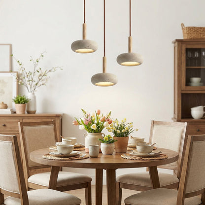 Carver Retro LED Travertine 3 Light Pendant Light