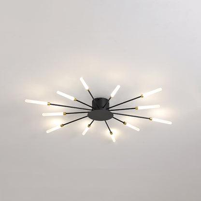 Pranika Modern Sputnik LED Fireworks Semi Flush Mount Ceiling Light
