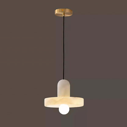 Vyndorix Farmhouse Hat Shaped Alabaster Pendant Light