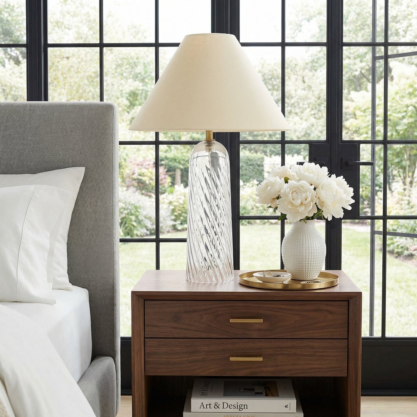 Latham Vintage Glass Bottle Fabric Table Lamp