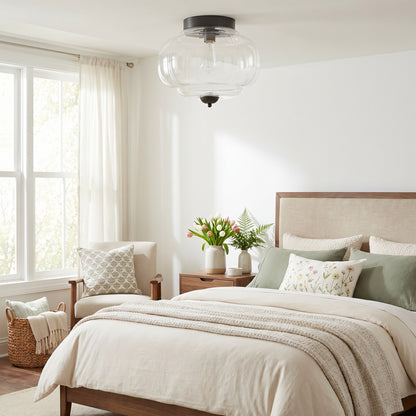 Ozita Retro Milk Glass Semi Flush Mount Eloise Ceiling Light