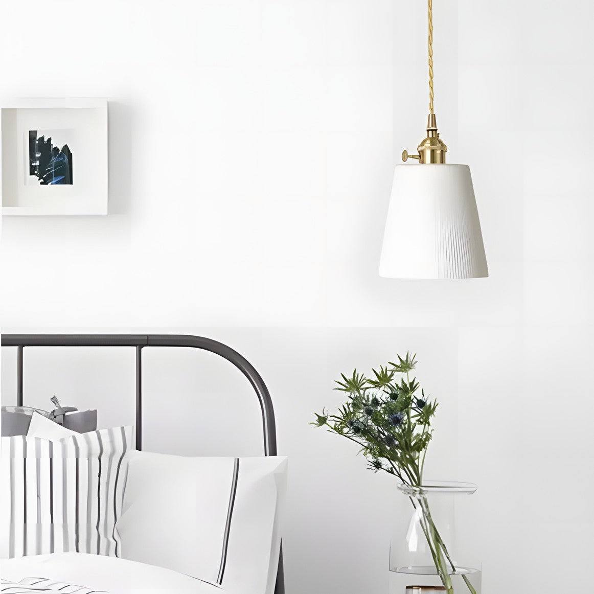 Carlo KiKi Fluted Ceramic Brass Pendant Light