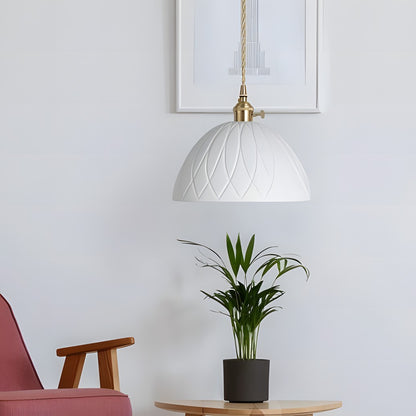 Carlo KiKi Fluted Ceramic Brass Pendant Light