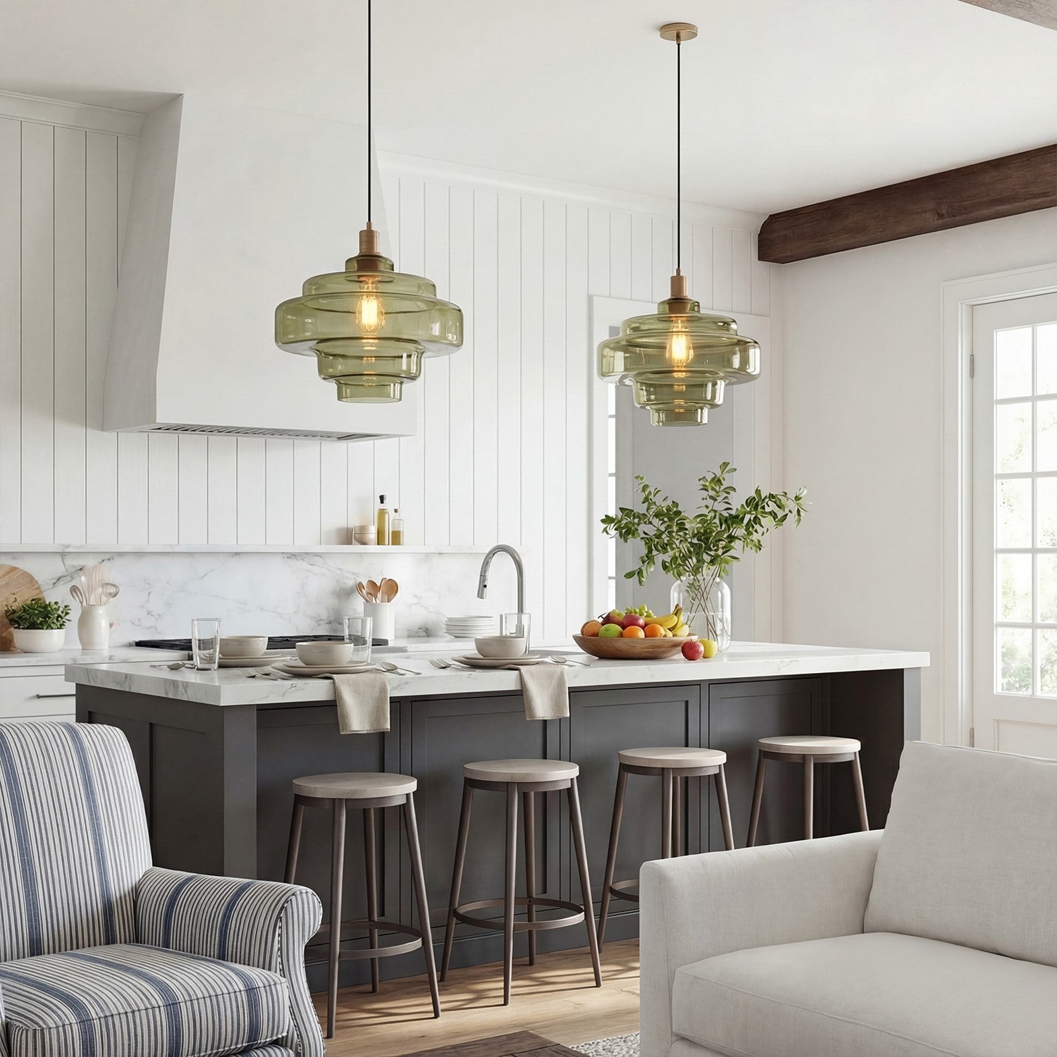 Yves Vintage Tiered Glass Pendant Light