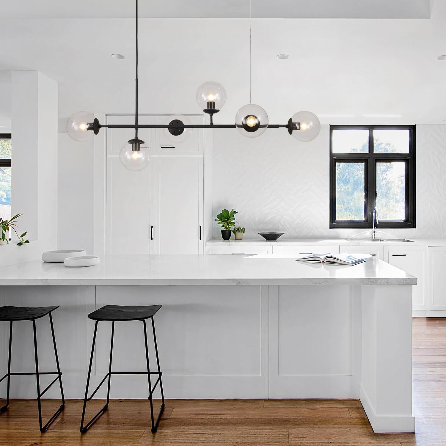 Celestina 6 Light Linear Glass Orb Pendant Light