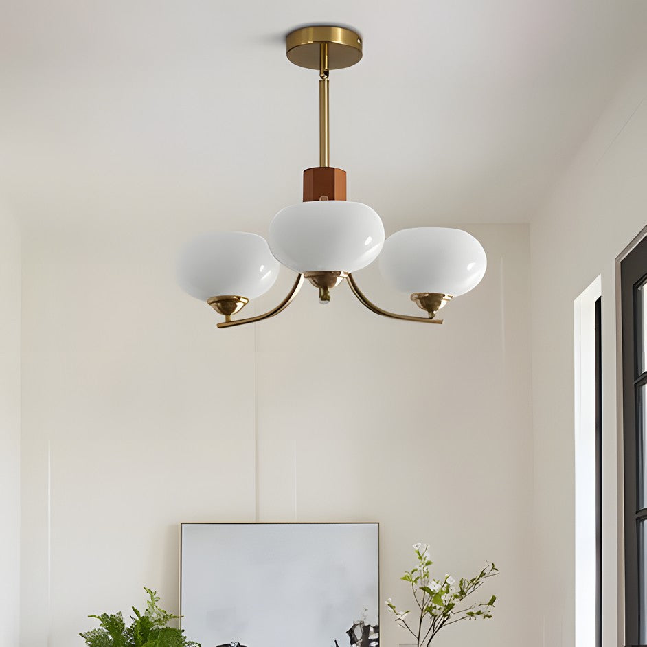 Juino Wood Farmhouse Milk Ball Sputnik Chandelier
