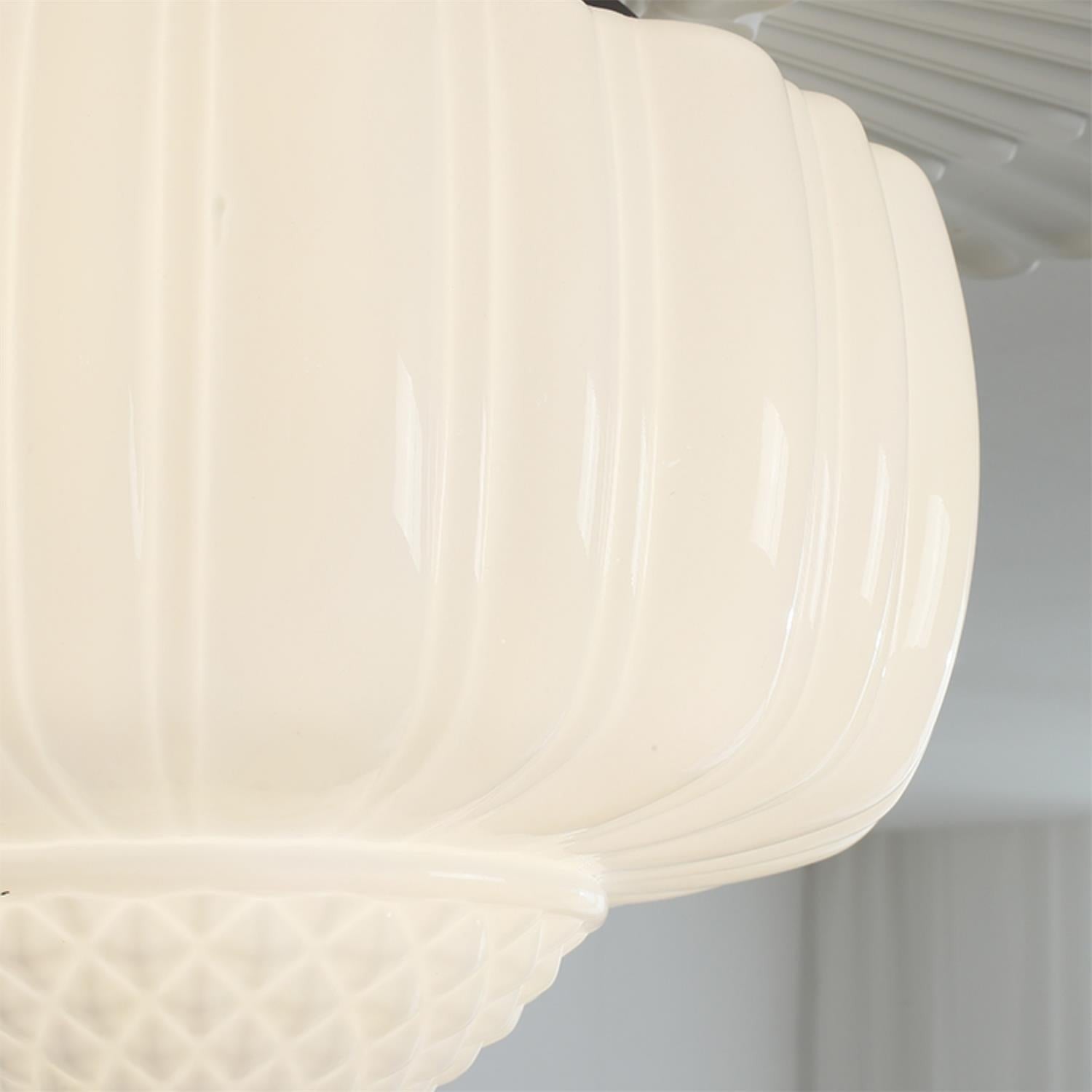 Elyndor White Milk Glass Pumpkin Flush Mount Schoolhouse Light