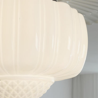 Elyndor White Milk Glass Pumpkin Flush Mount Schoolhouse Light