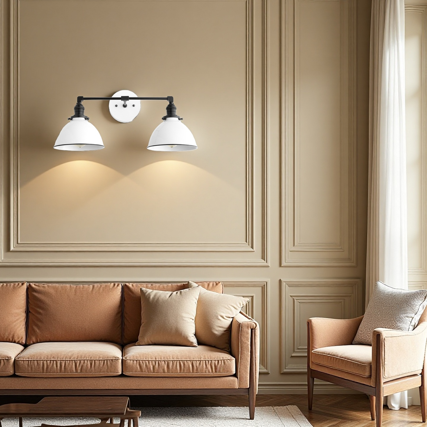 Amelia Farmhouse White Metal Dome Sconce