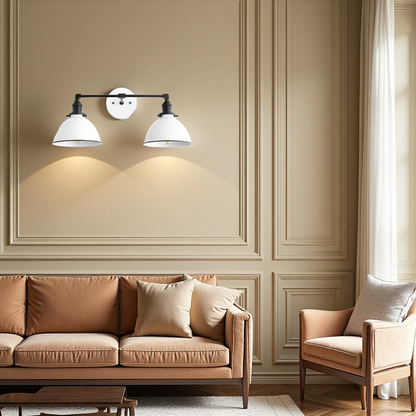 Amelia Farmhouse White Metal Dome Sconce