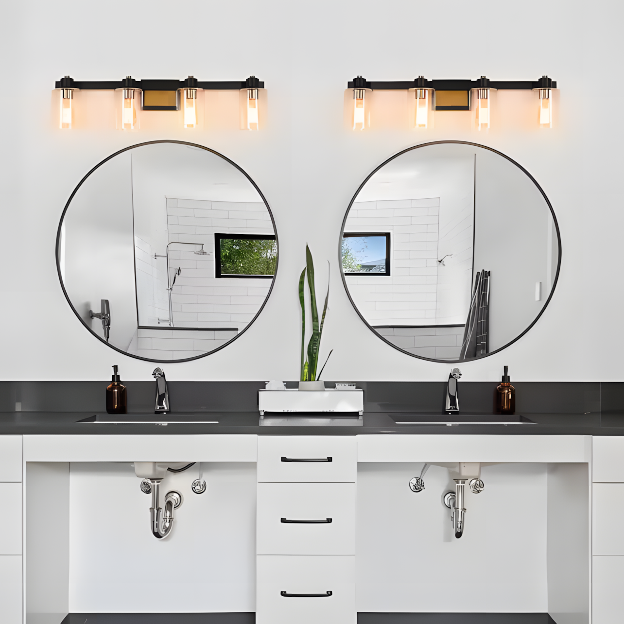 Dyril Modern Matte Black Cylinder Glass Sconce
