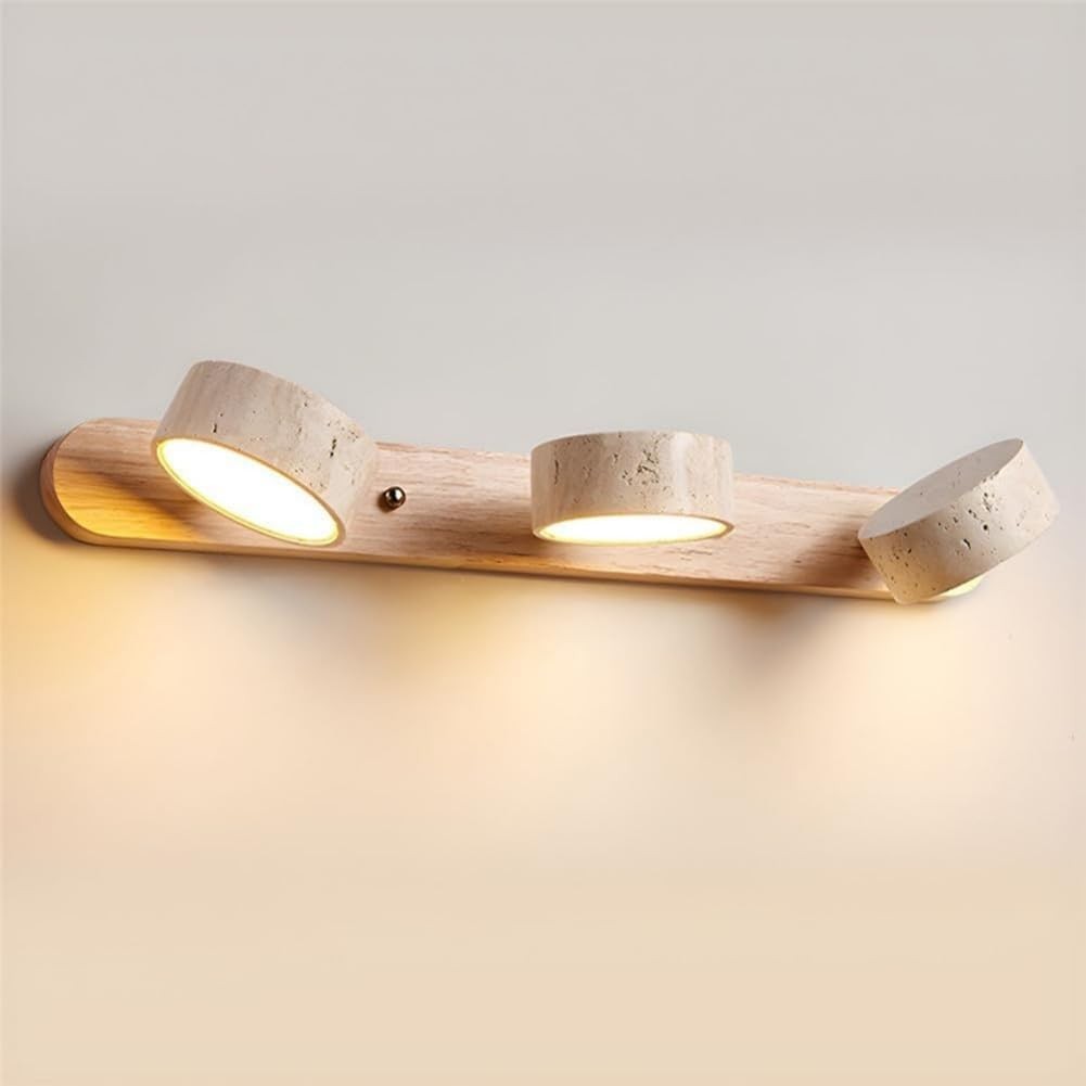 Benjamin Rustic Adjustable Travertine Wood Led Vanity Sconce