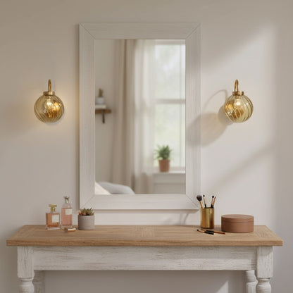 Ondrea Modern Rechargeable Ribbed Glass Globe Sconce