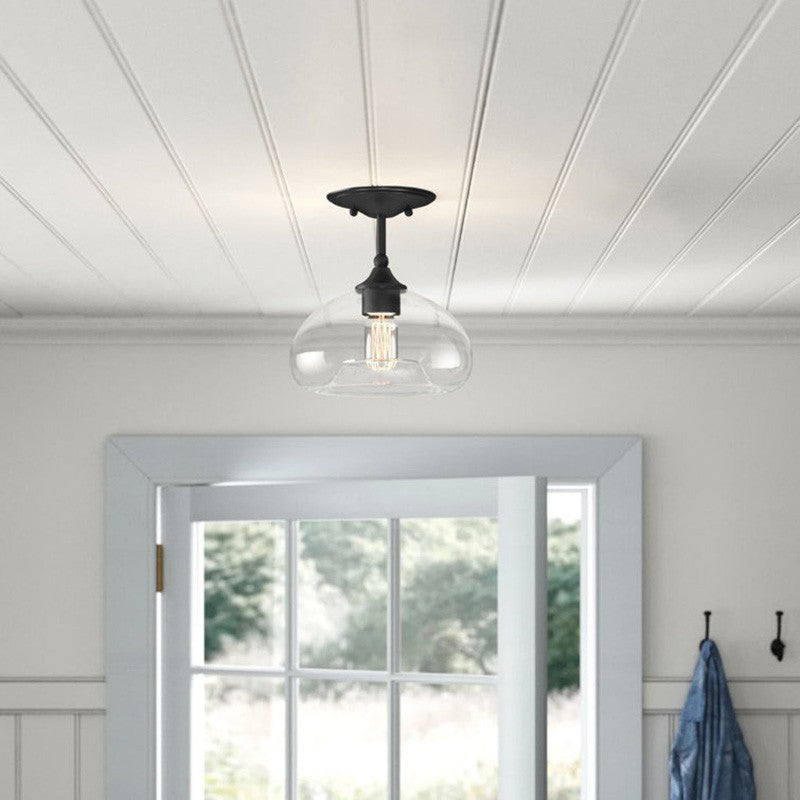 Thyran Farmhouse Small Globe Clear Glass Flush Mount Ceiling Light
