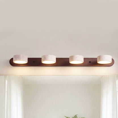 Benjamin Rustic Adjustable Travertine Wood Led Vanity Sconce