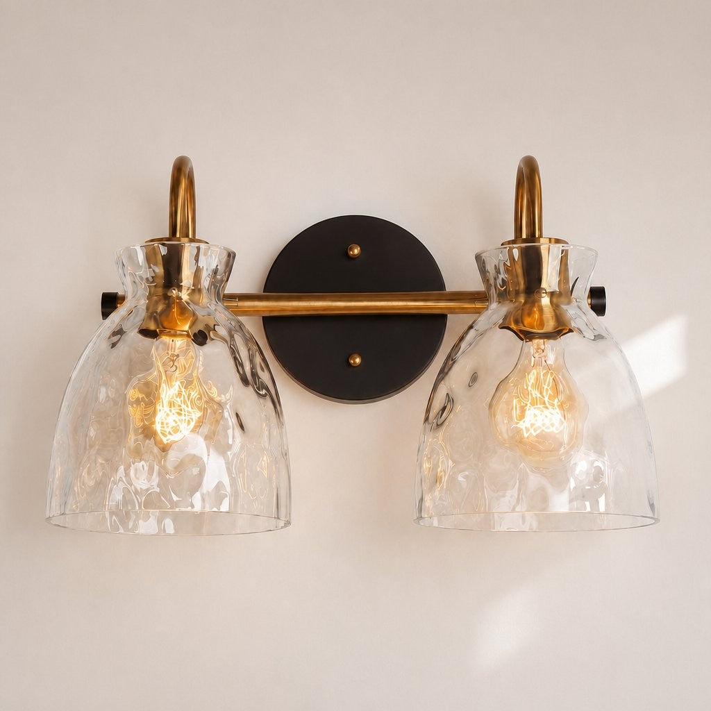 Brant Modern Hammered Glass Dome Vanity Wall Light
