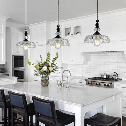 Jaime Antique Brass and Glass Flower Pendant Light