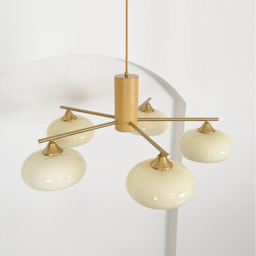 Xanthea Elliptical Persimmon Milk Glass Chandelier