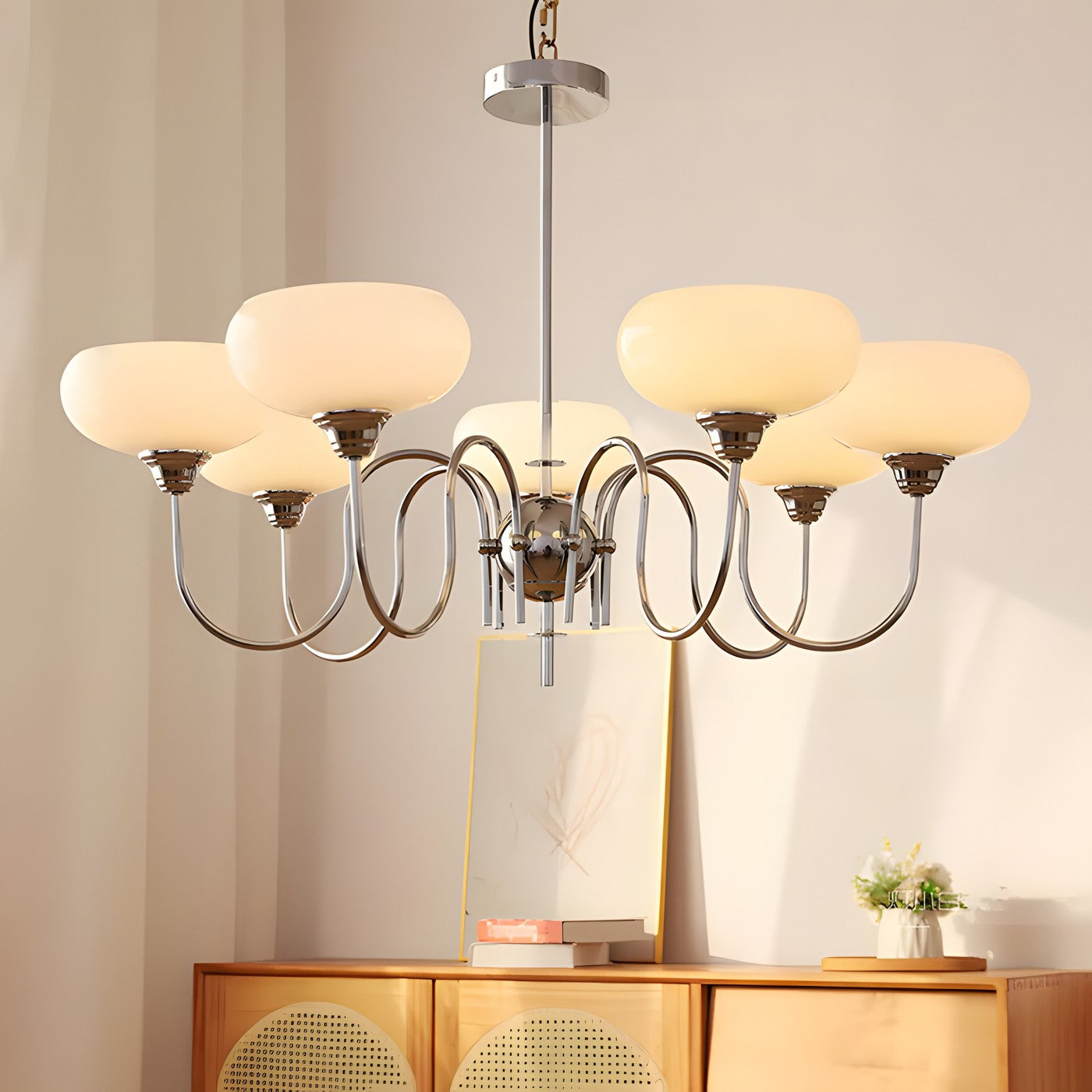 Luna Cream White Bubble Glass Chandelier
