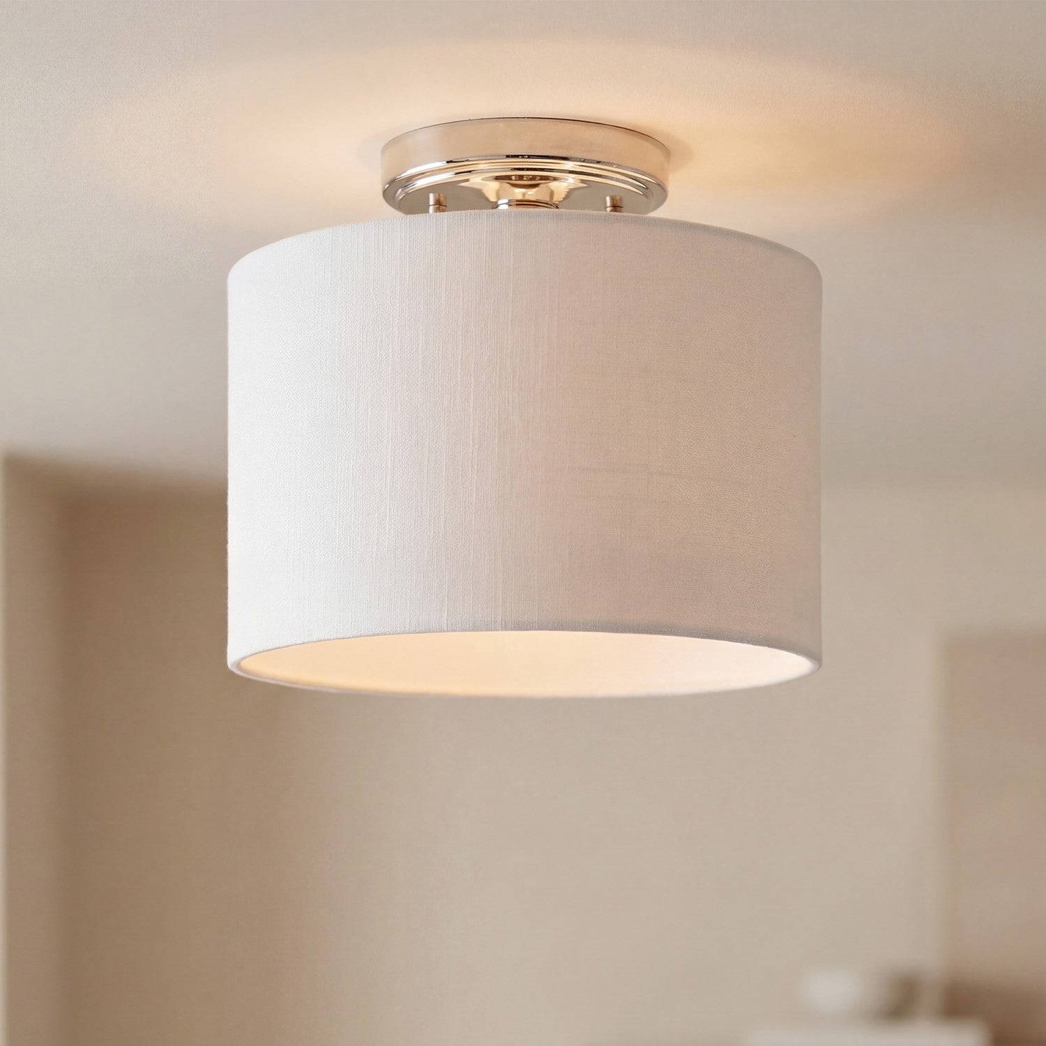 Kaethe Fabric Drum Shade Semi Flush Mount Light