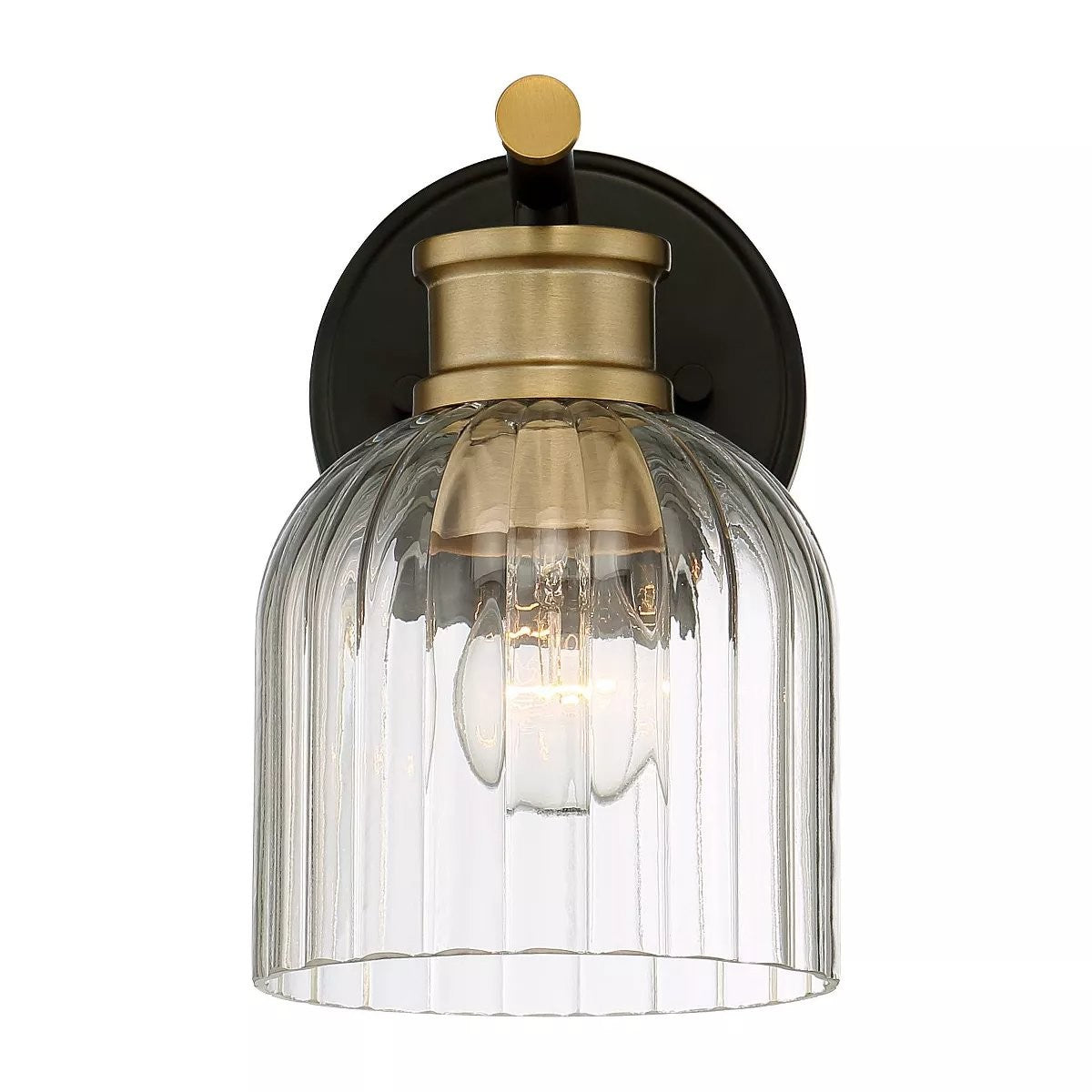 Lucienne Modern 9” Black Ribbed Glass Wall Light