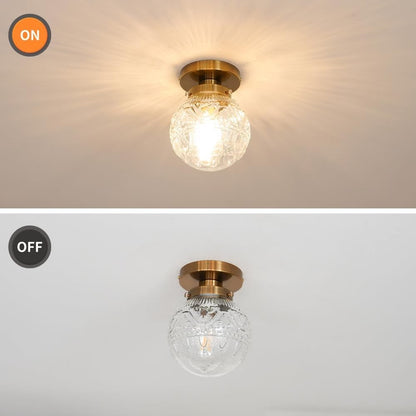 Ixionis Vintage Engraved Pattern Globe Glass Flush Mount Ceiling Light