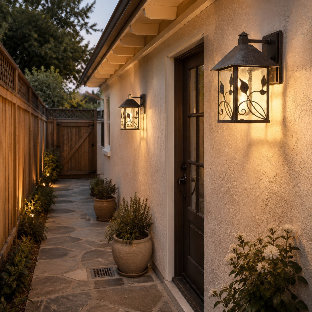 Bliss French Rustic Iron Lantern Seedy Glass Sconce