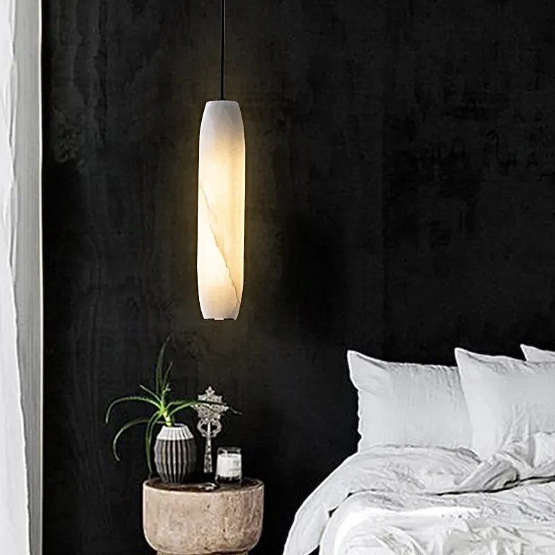Guido Flute Cylindrical Alabaster Pendant Light
