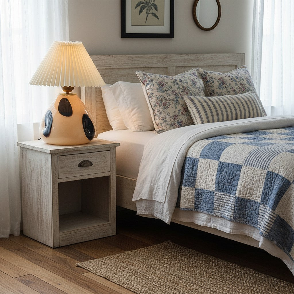 Solivian Vintage Pleated Cavolo Ceramic Table Lamp