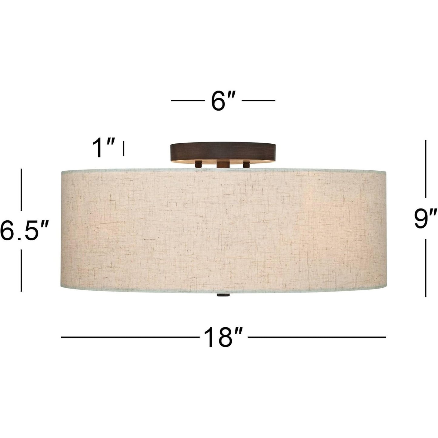 Jynor Bronze Oatmeal Fabric Drum Semi Flush Mount Light
