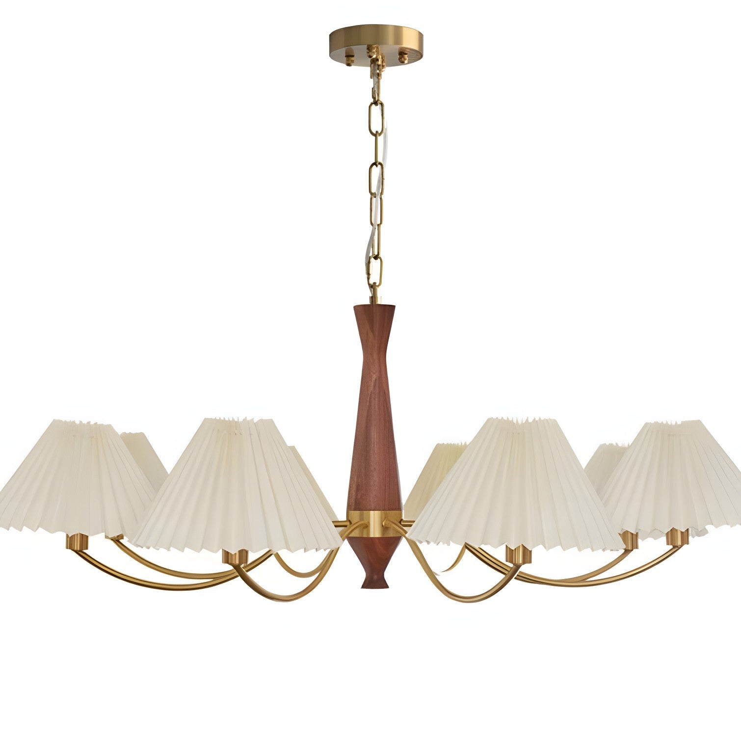 Axel Rustic Pleated Shade Wood Chandelier