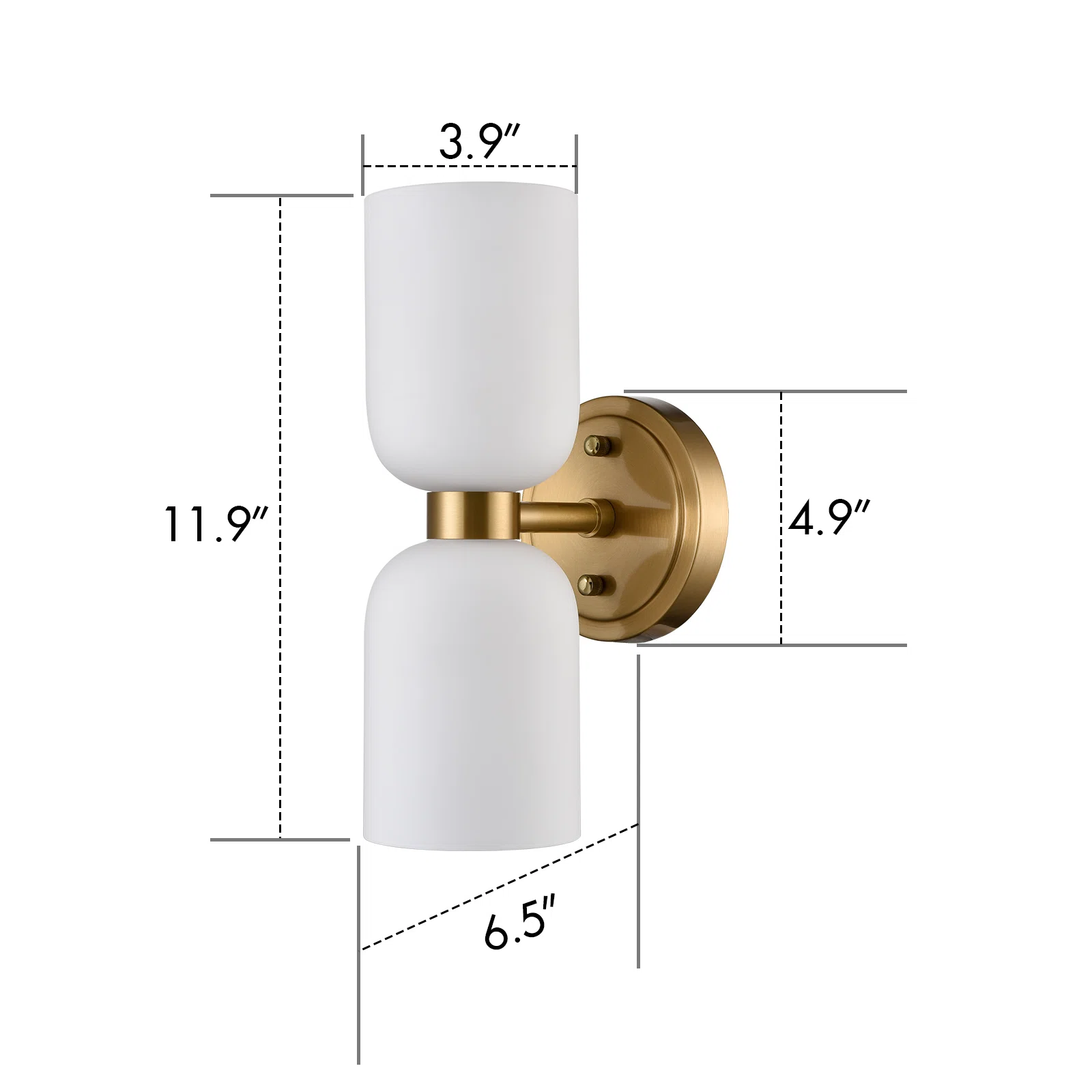 Mynith Milky Glass Tube Up Down Vanity Wall Sconce