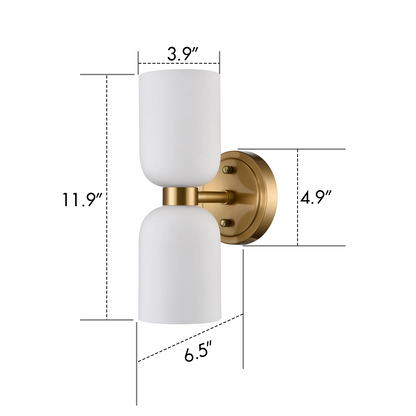 Mynith Milky Glass Tube Up Down Vanity Wall Sconce