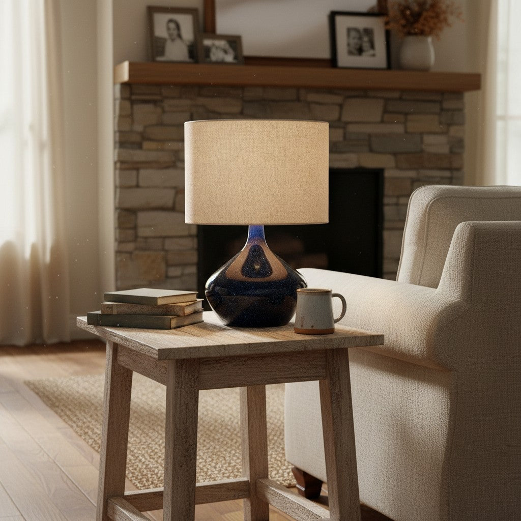 Daphne Vintage Ceramic Linen Shade Table Lamp
